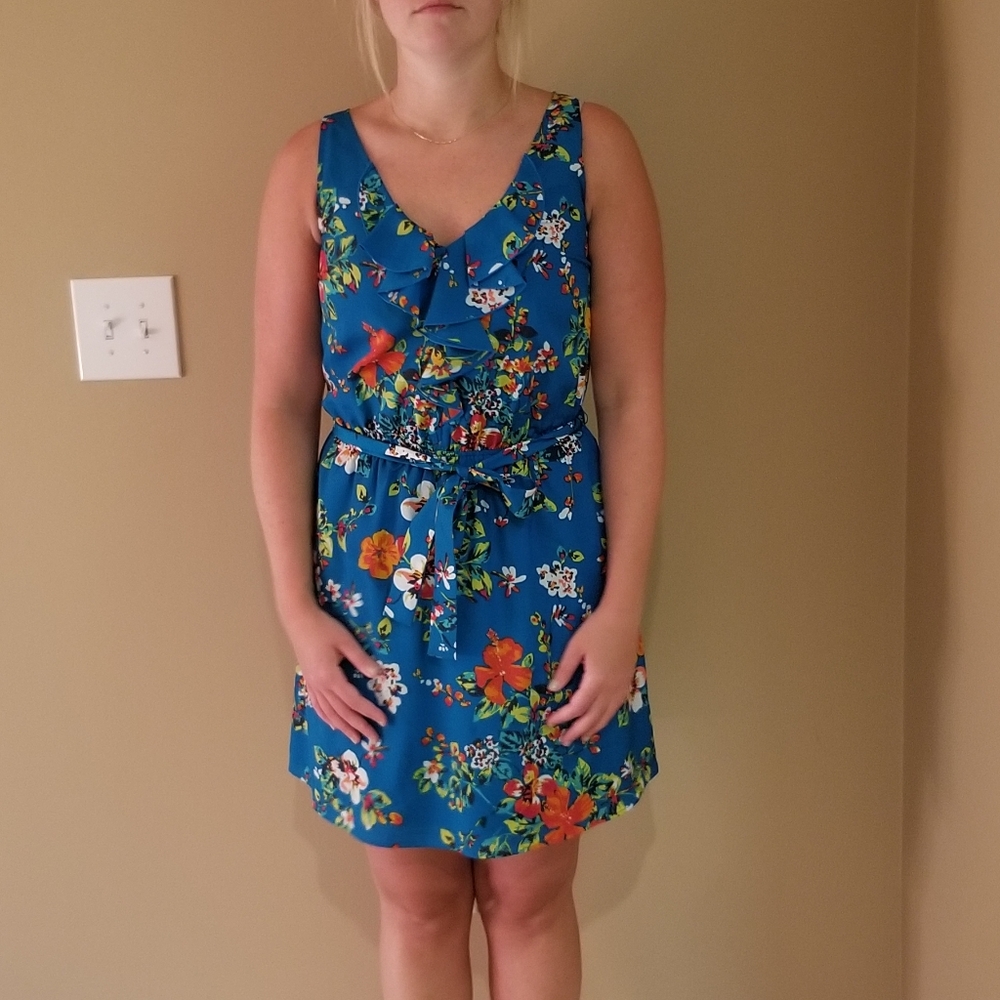 Express Blue Floral Mini Dress